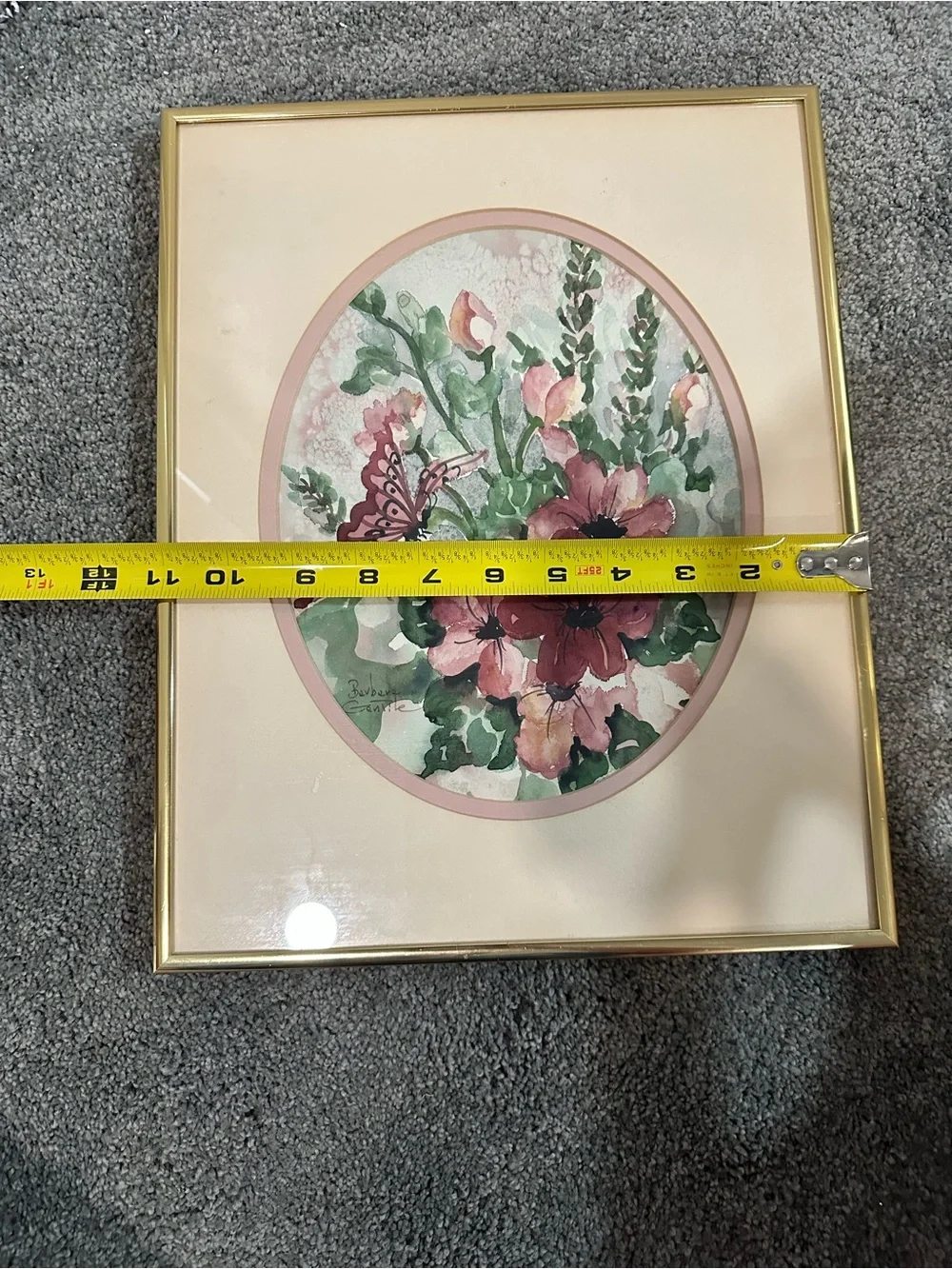 Floral Watercolor Wall Art in Pink and Green - Framed Home Accent